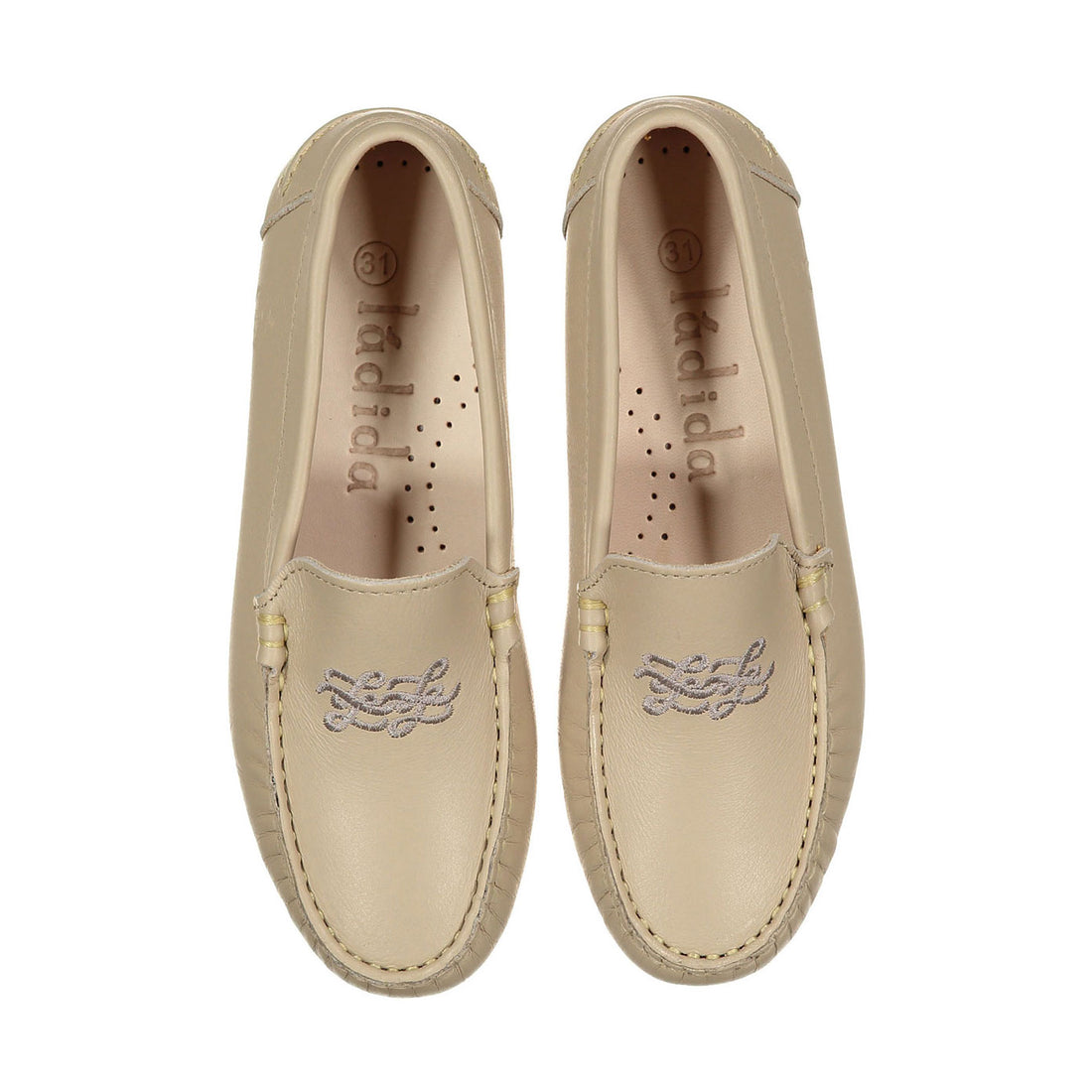 Ladida Shoes Beige Logo Embroidered Loafer