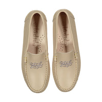 Ladida Shoes Beige Logo Embroidered Loafer