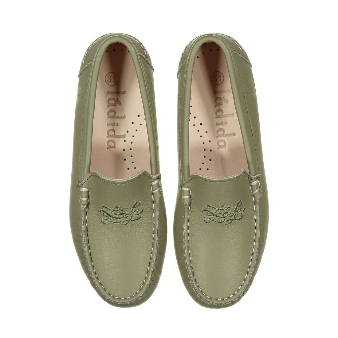 Ladida Shoes Green Logo Embroidered Loafer