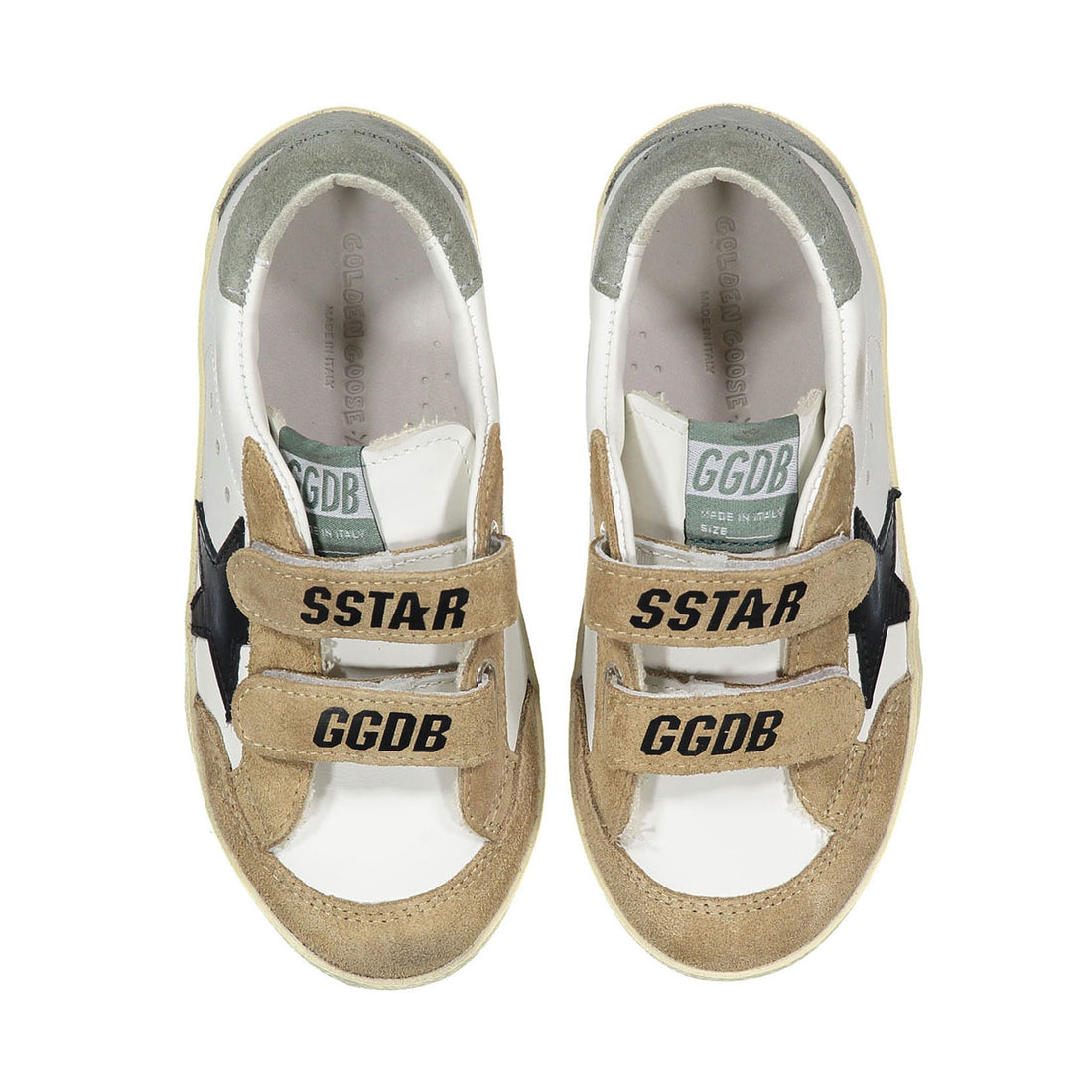 Golden Goose White/Brown/Black/Green Old School Sneaker