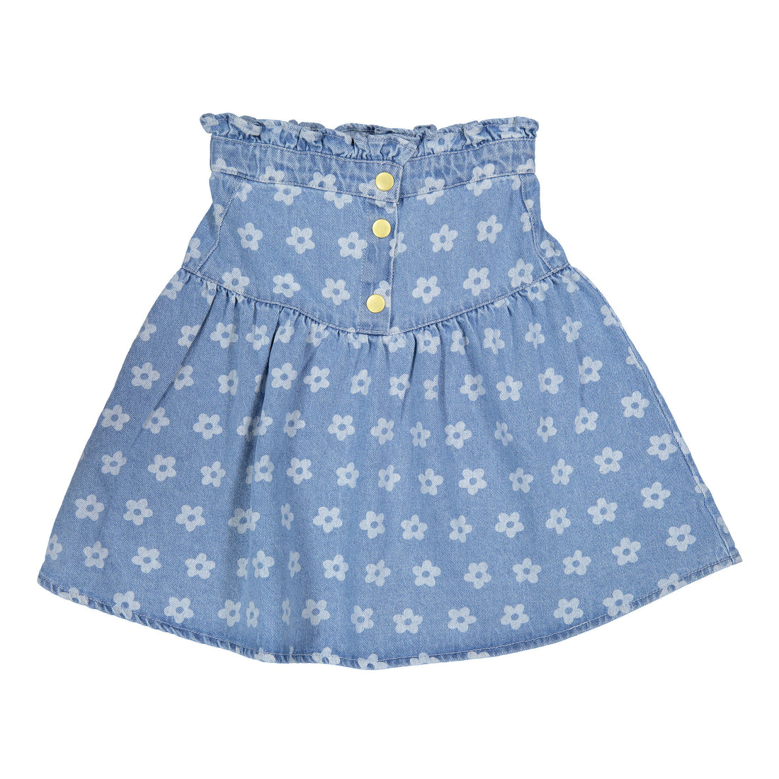 Louis Louise Light Blue Denim Flower Long Pipeau Skirt