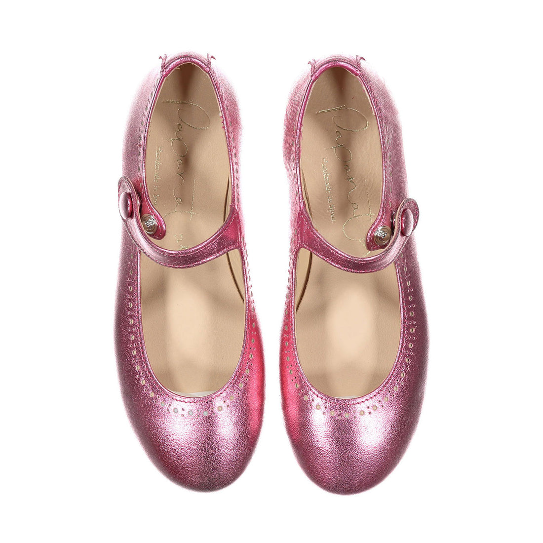 Papanatas Pink Metallic Eyelet Mary Jane