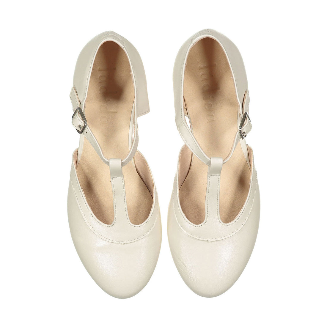 Ladida Shoes Ecru T Strap Flat