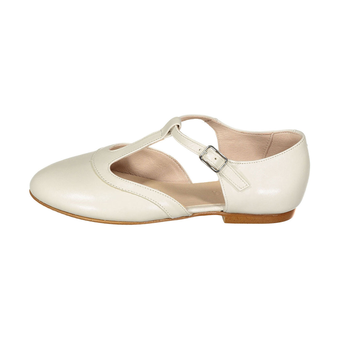 Ladida Shoes Ecru T Strap Flat