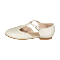 Ladida Shoes Ecru T Strap Flat