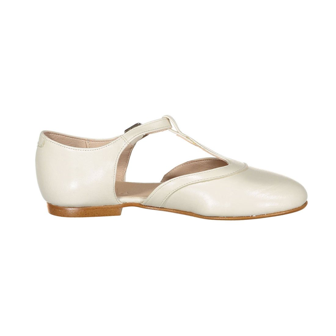 Ladida Shoes Ecru T Strap Flat