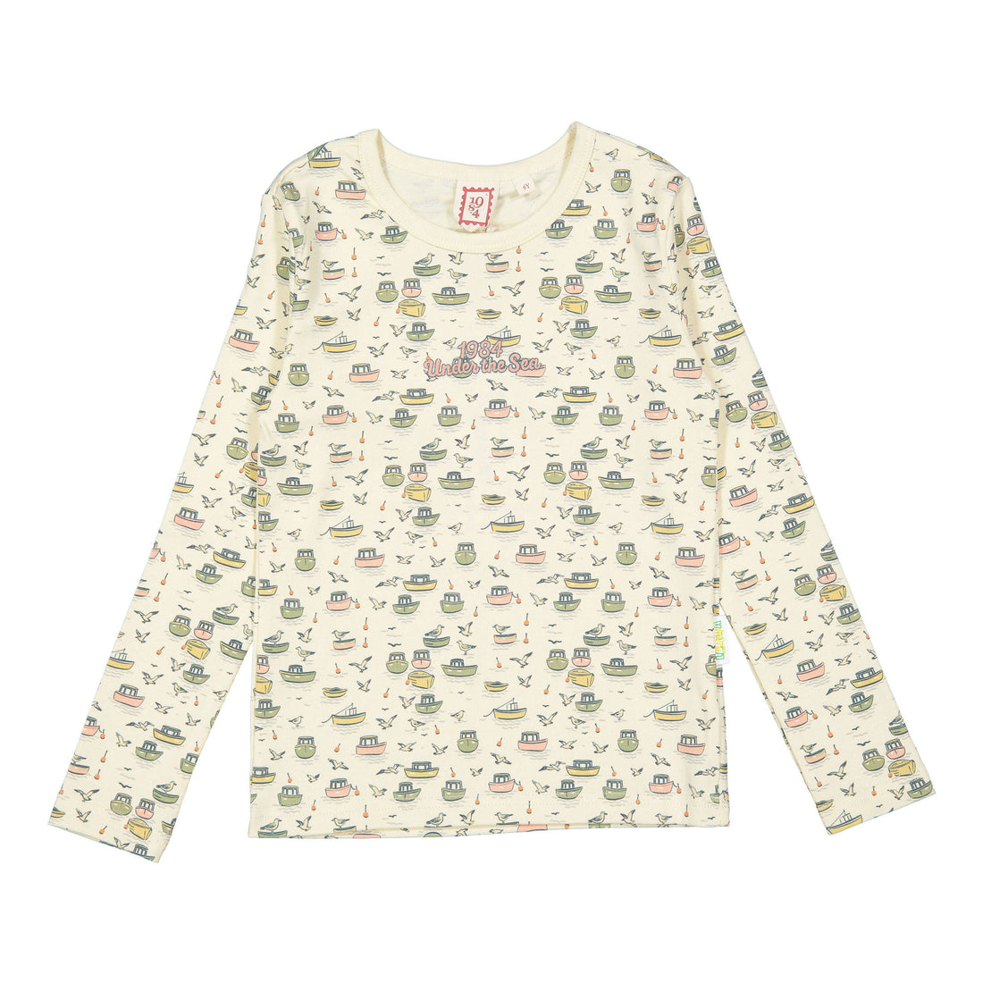 1984 Pink Boat Print Long Sleeve Tee