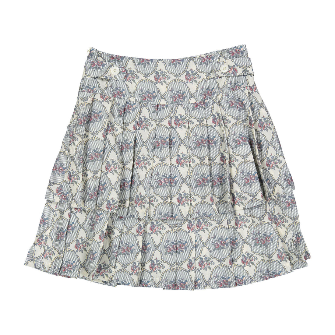 1984 Bird Floral Pleated Skirt