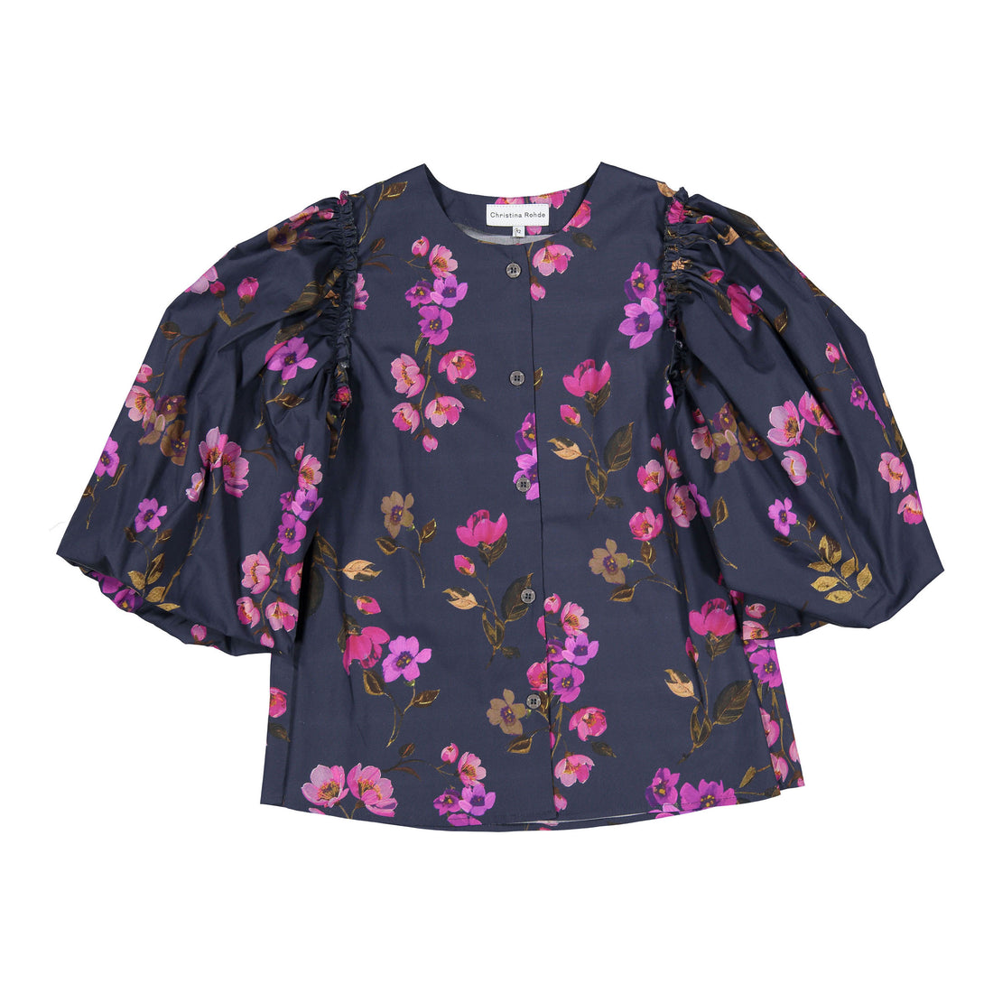 Christina Rohde Black/Hot Pink Floral Blouse
