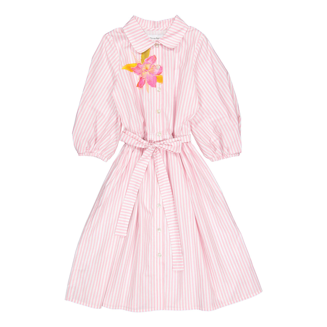 Olivia Rohde Pink Stripe Flower Print Dress