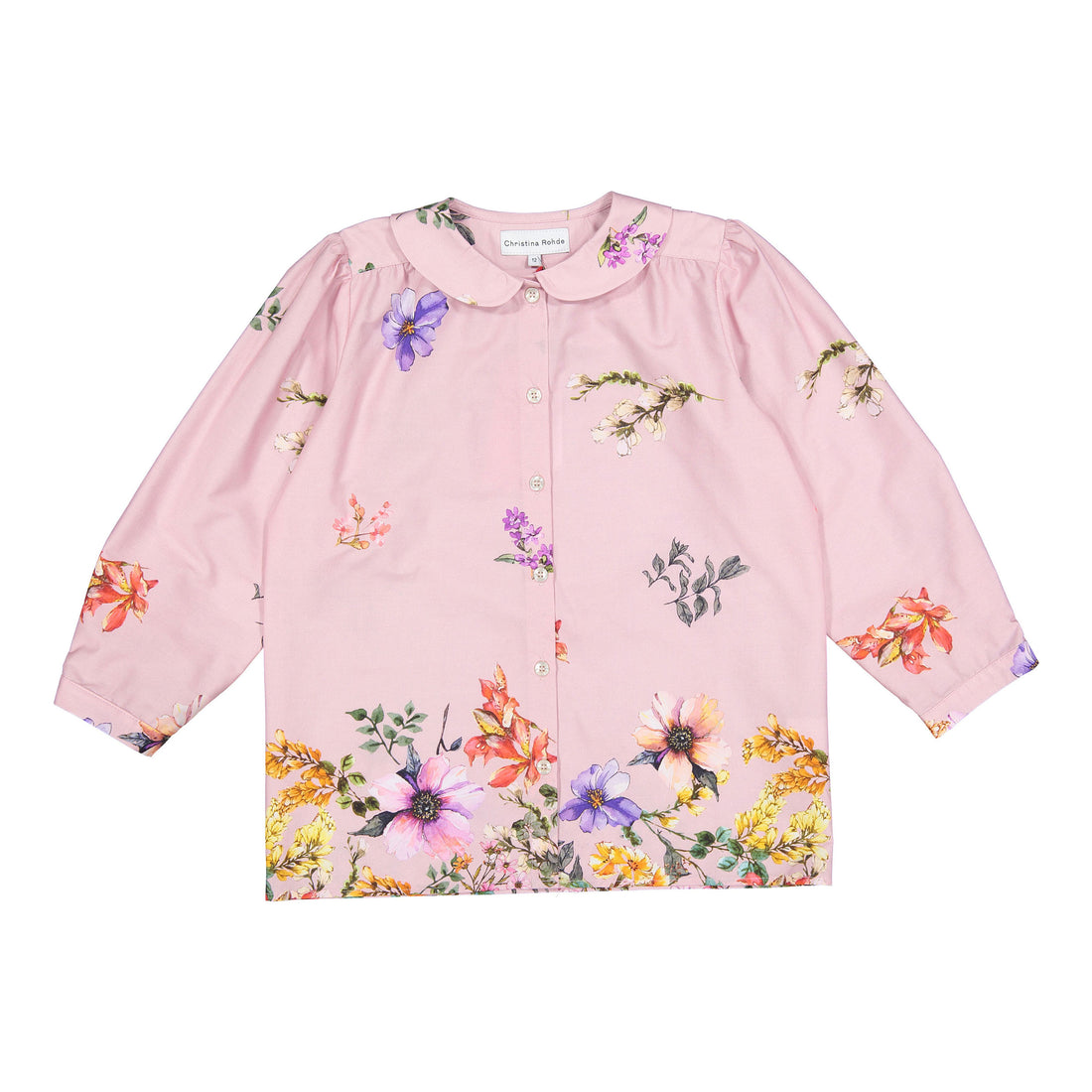 Christina Rohde Light Pink Floral Peter Pan Collar Blouse