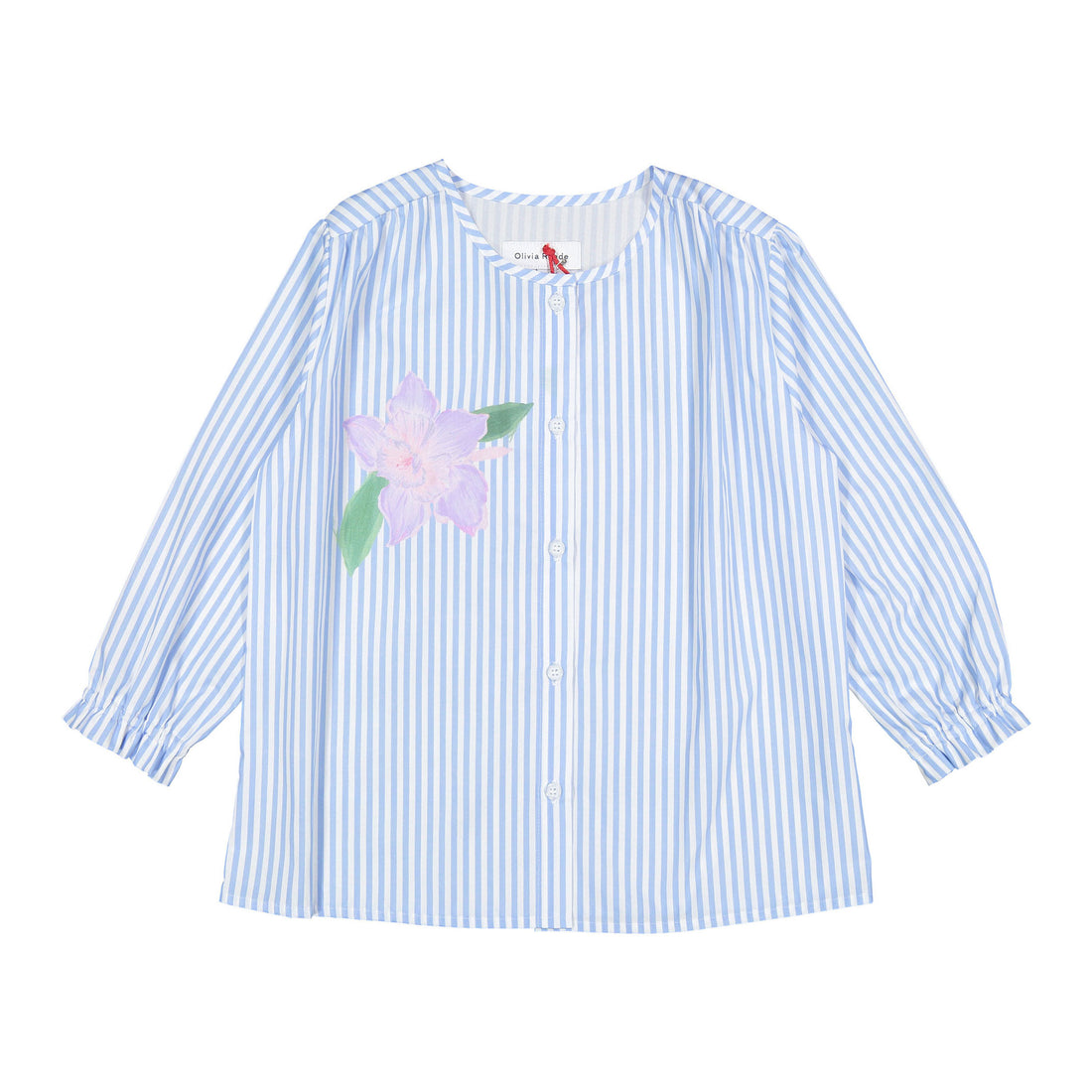 Olivia Rohde Blue Stripe Floer Print Blouse