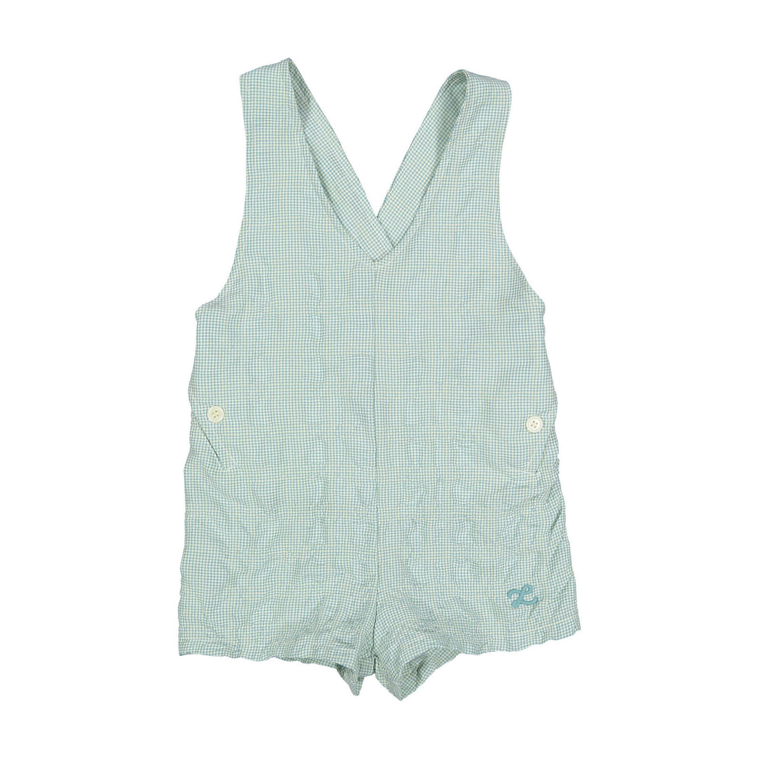 L by Ladida Fern Gingham V Button Romper