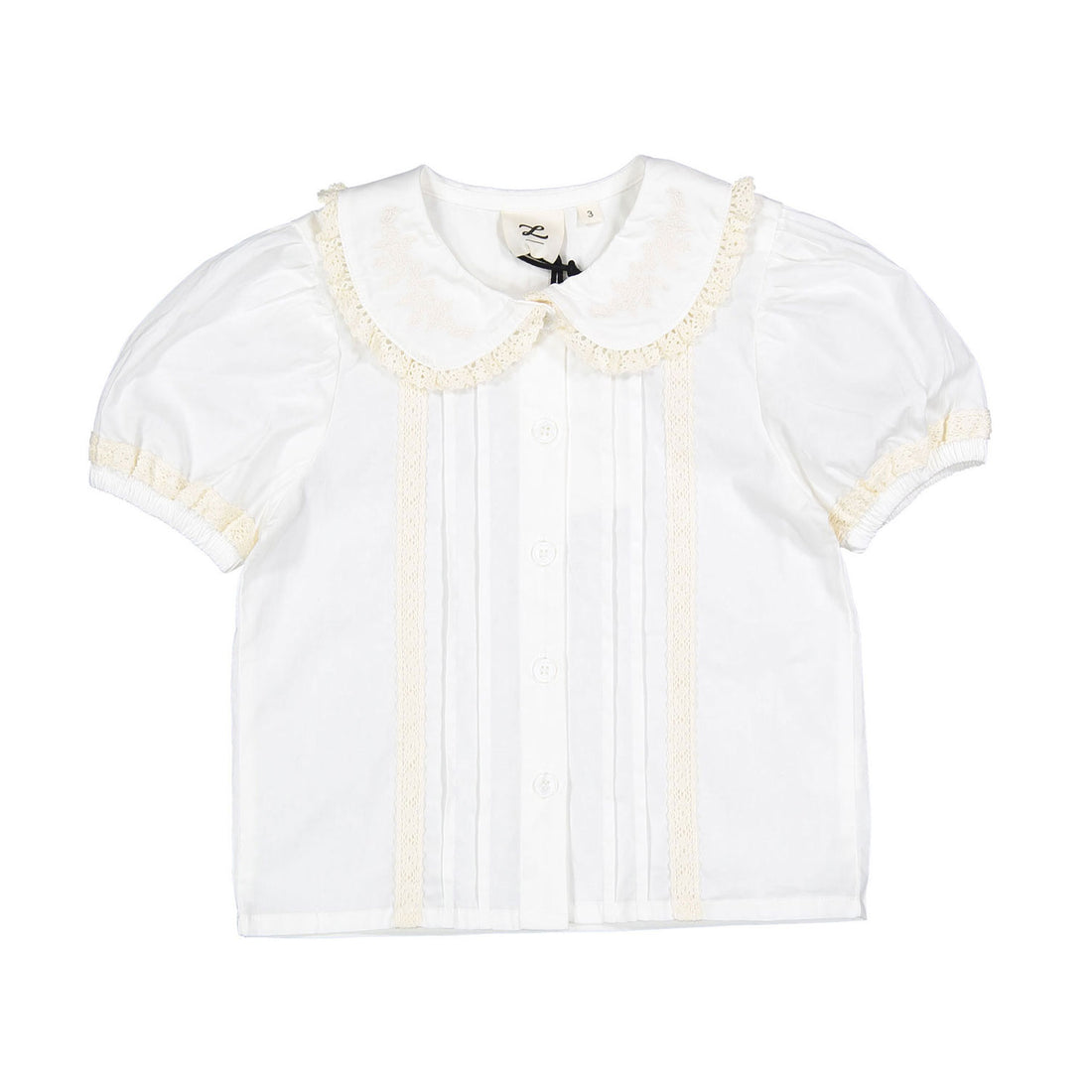 L by Ladida Cream Short Sleeve Lace Blouse