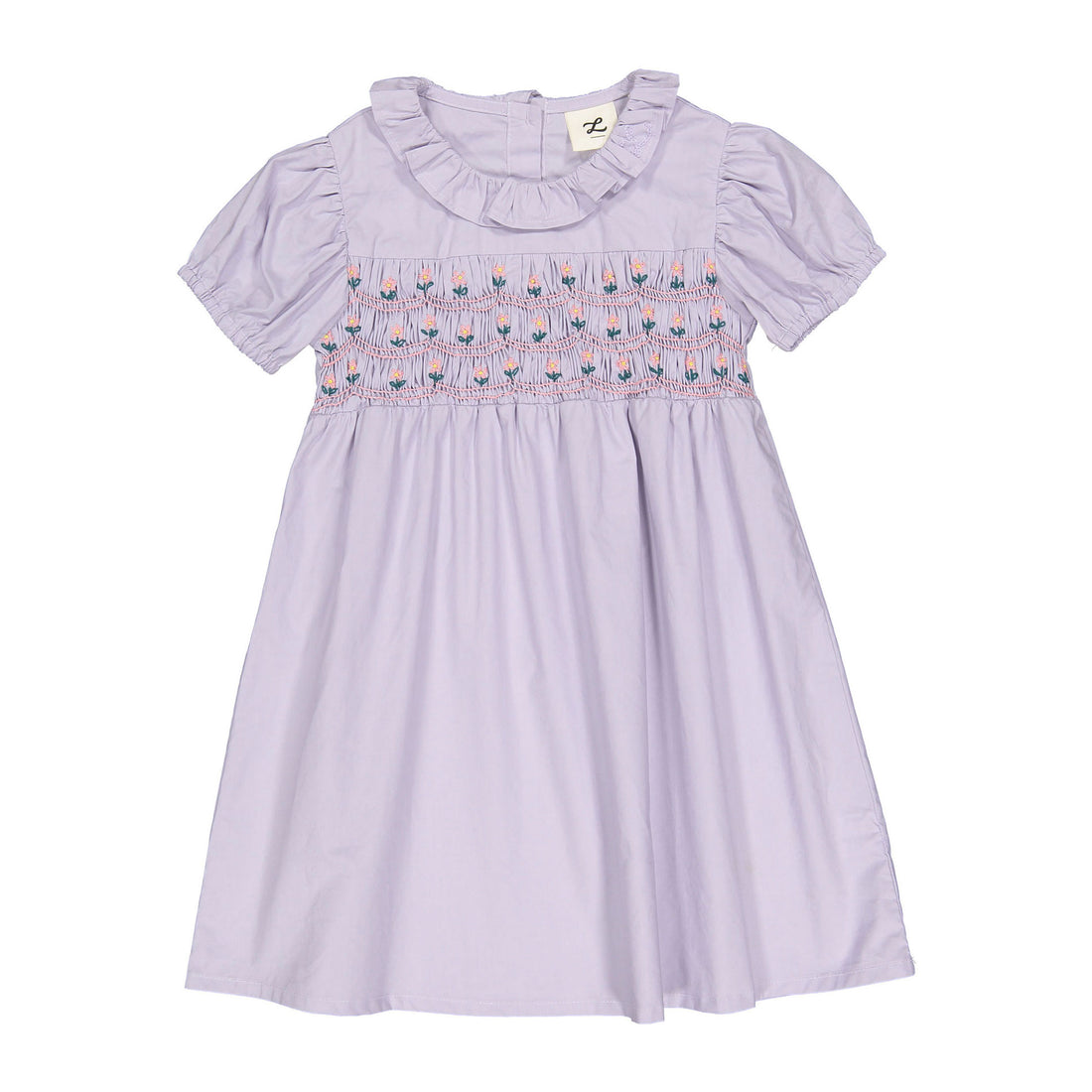 L by Ladida Lavendar Embroidered Short Sleeve Dress