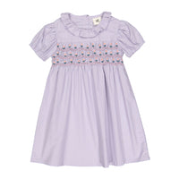 L by Ladida Lavendar Embroidered Short Sleeve Dress