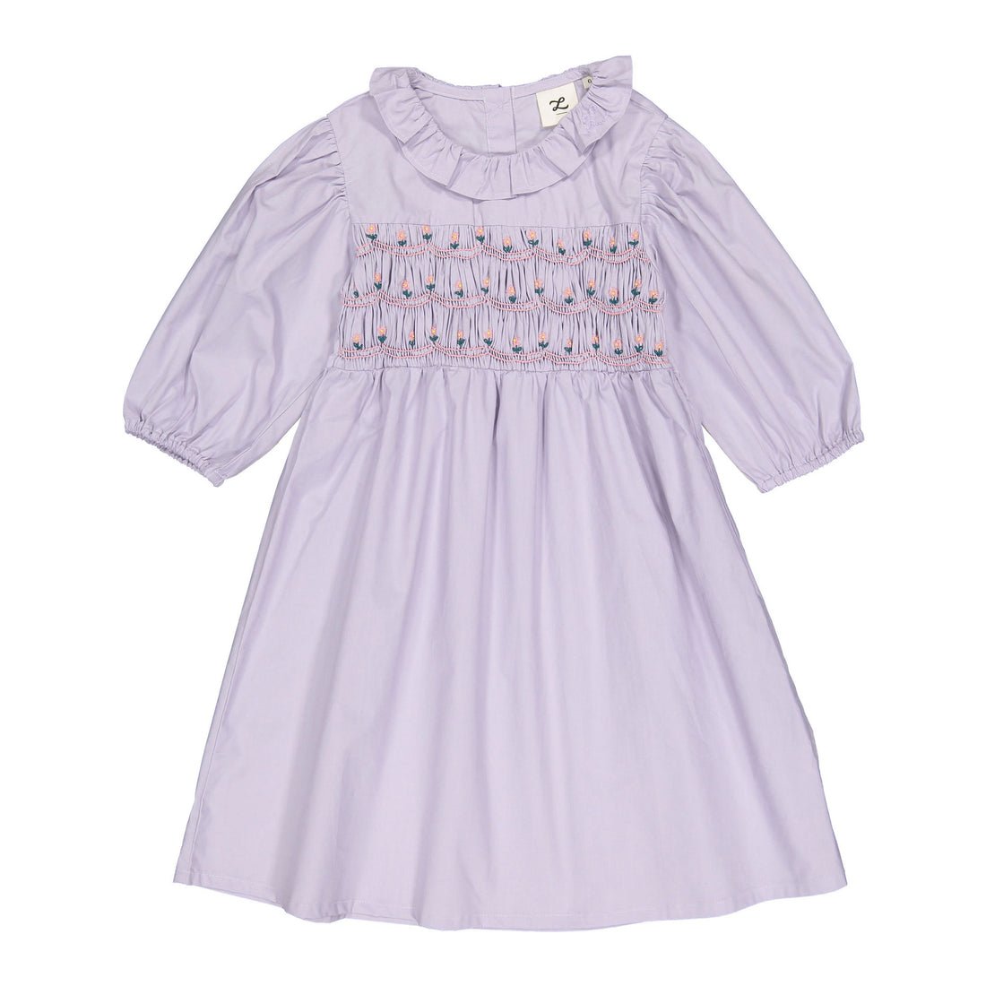 L by Ladida Lavendar Embroidered 3/4 Sleeve Dress