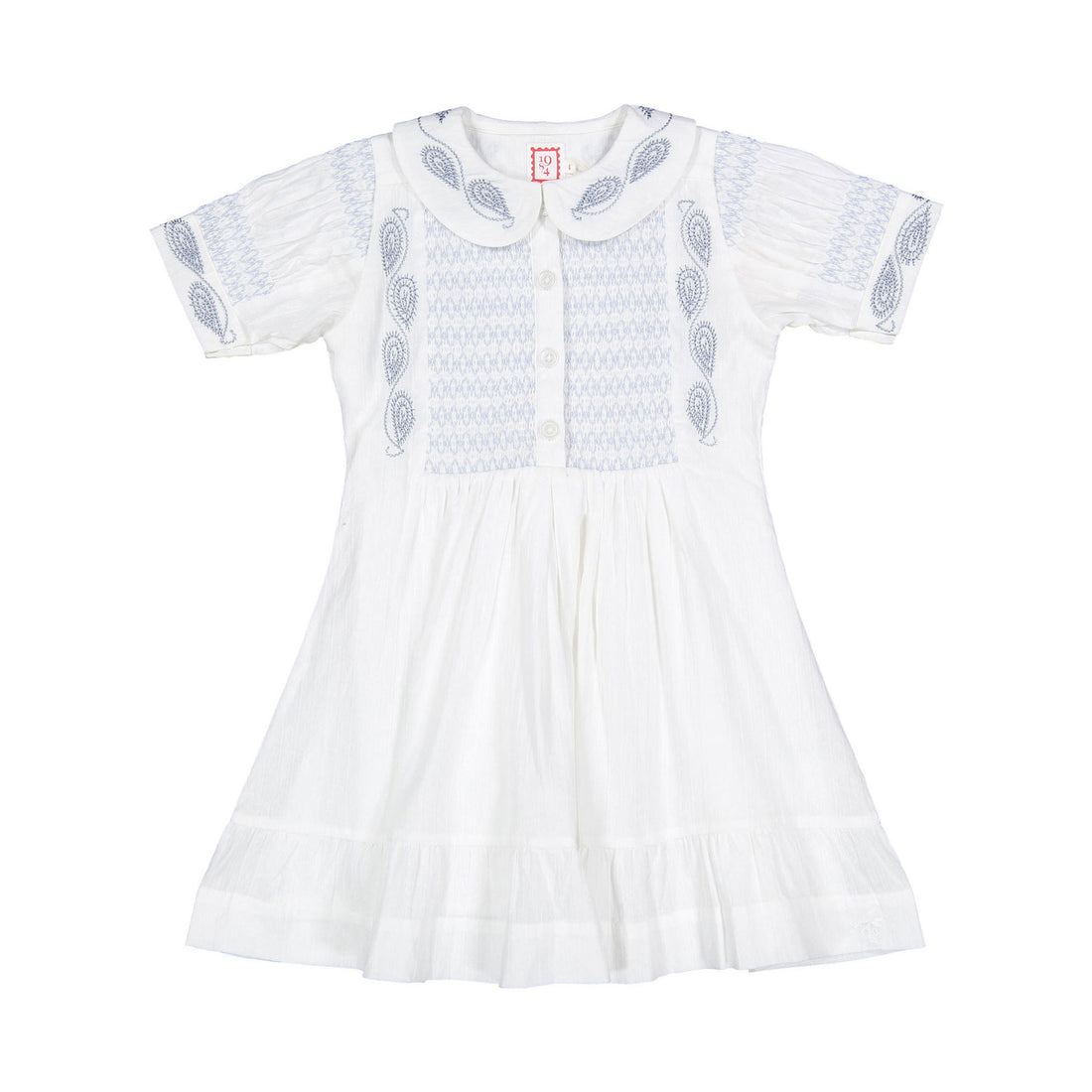 1984 White Embroidered Smock Dress