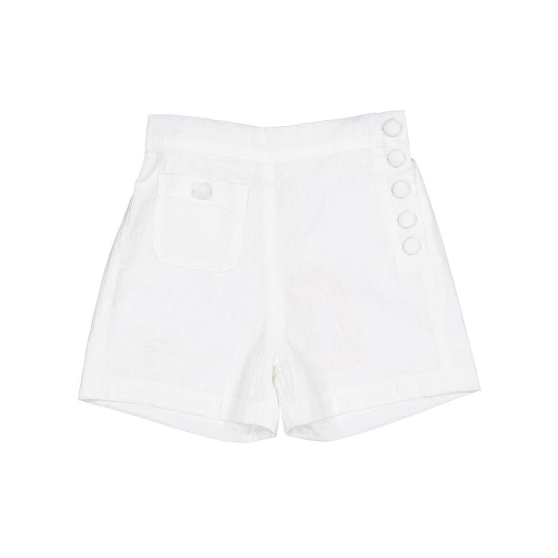 1984 White Embroidered Button Shorts