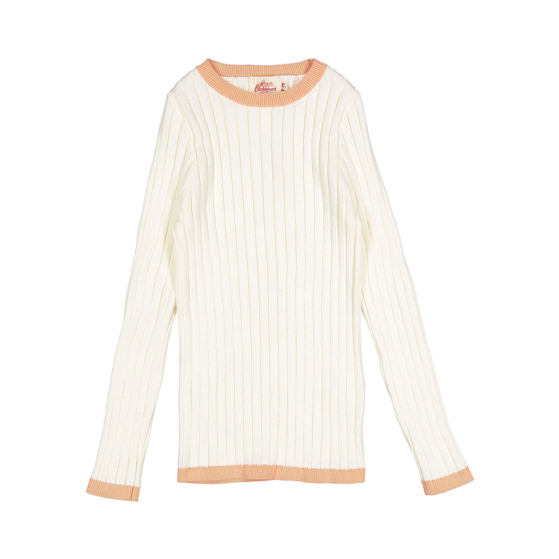 Clubhouse Cream/ Coral Trim Rib Sweater