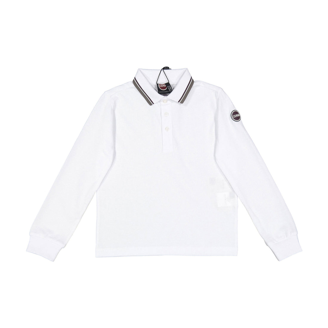 Colmar White Long SleeveStripe Collar Polo