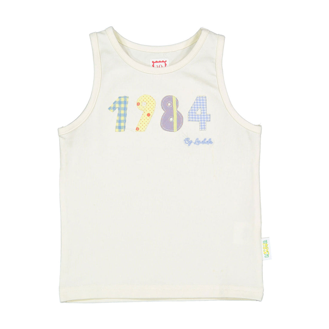 1984 White Patchwork Blue Tank