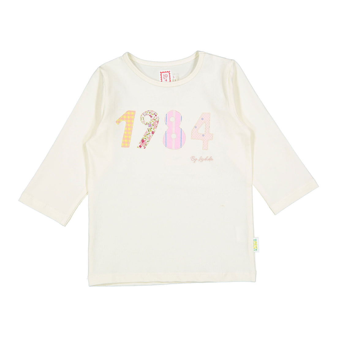 1984 White Patchwork Pink 3/4 Sleeve Tee