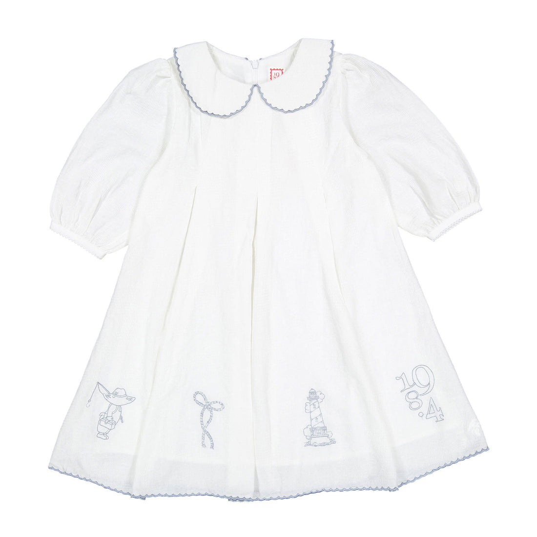 1984 White Embroidered 3/4 Dress