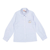 Clubhouse Blue Striped Embroidered Blouse