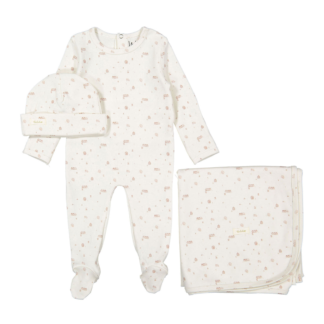 Ladida Layette Caramel Park Romper + Hat + Blanket