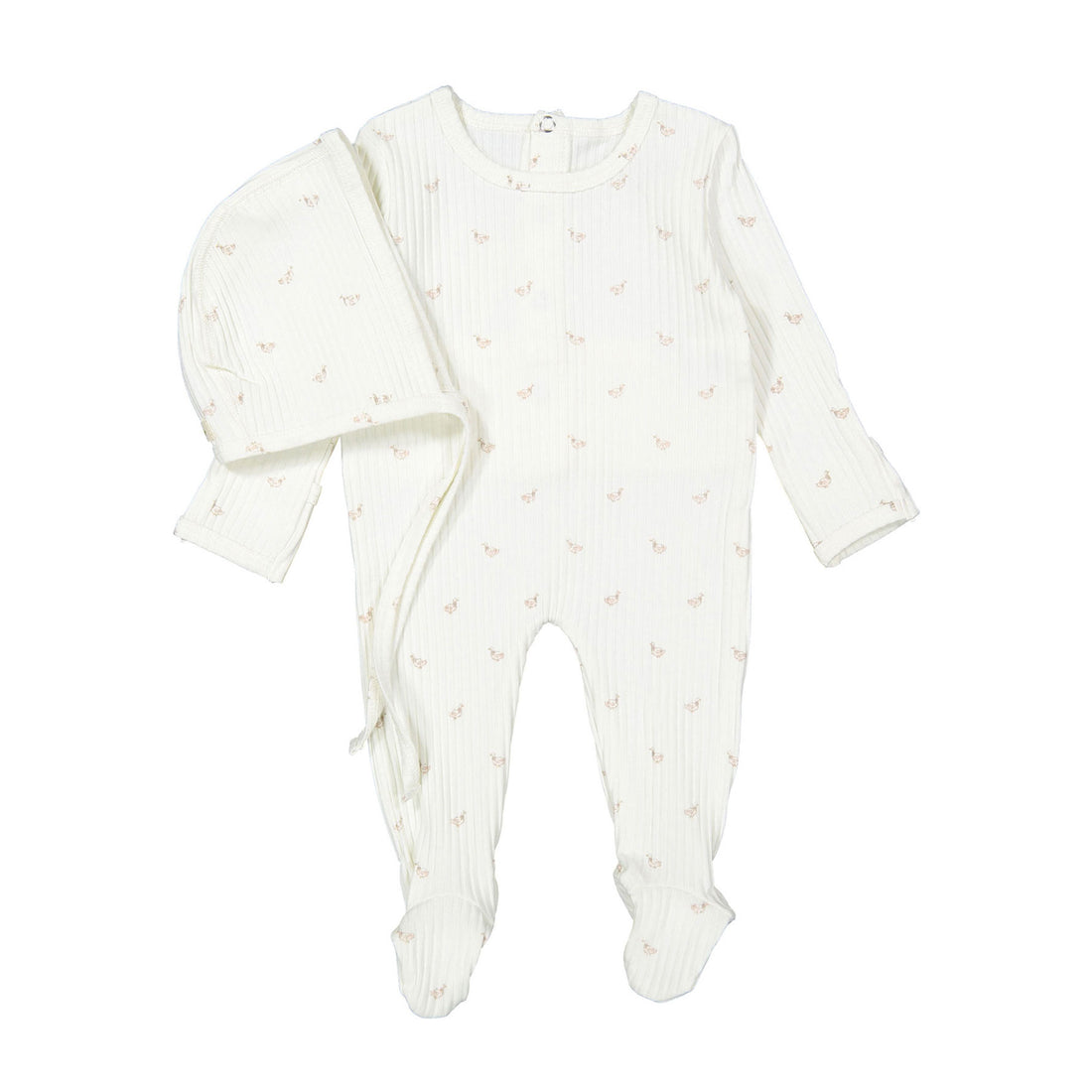 Ladida Layette Pink Duckling Romper + Bonnet