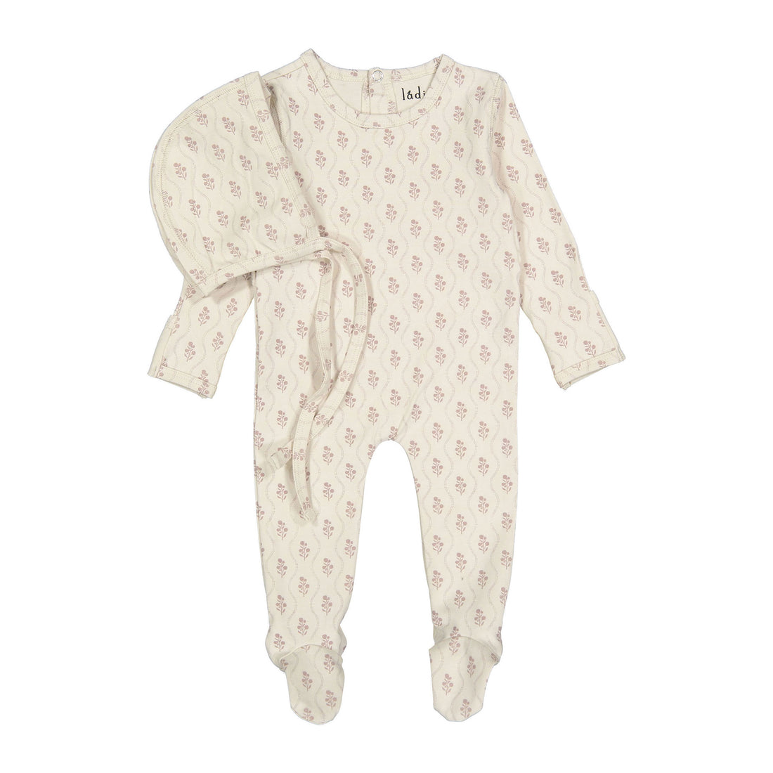Ladida Layette Pink Tapestry Romper + Bonnet