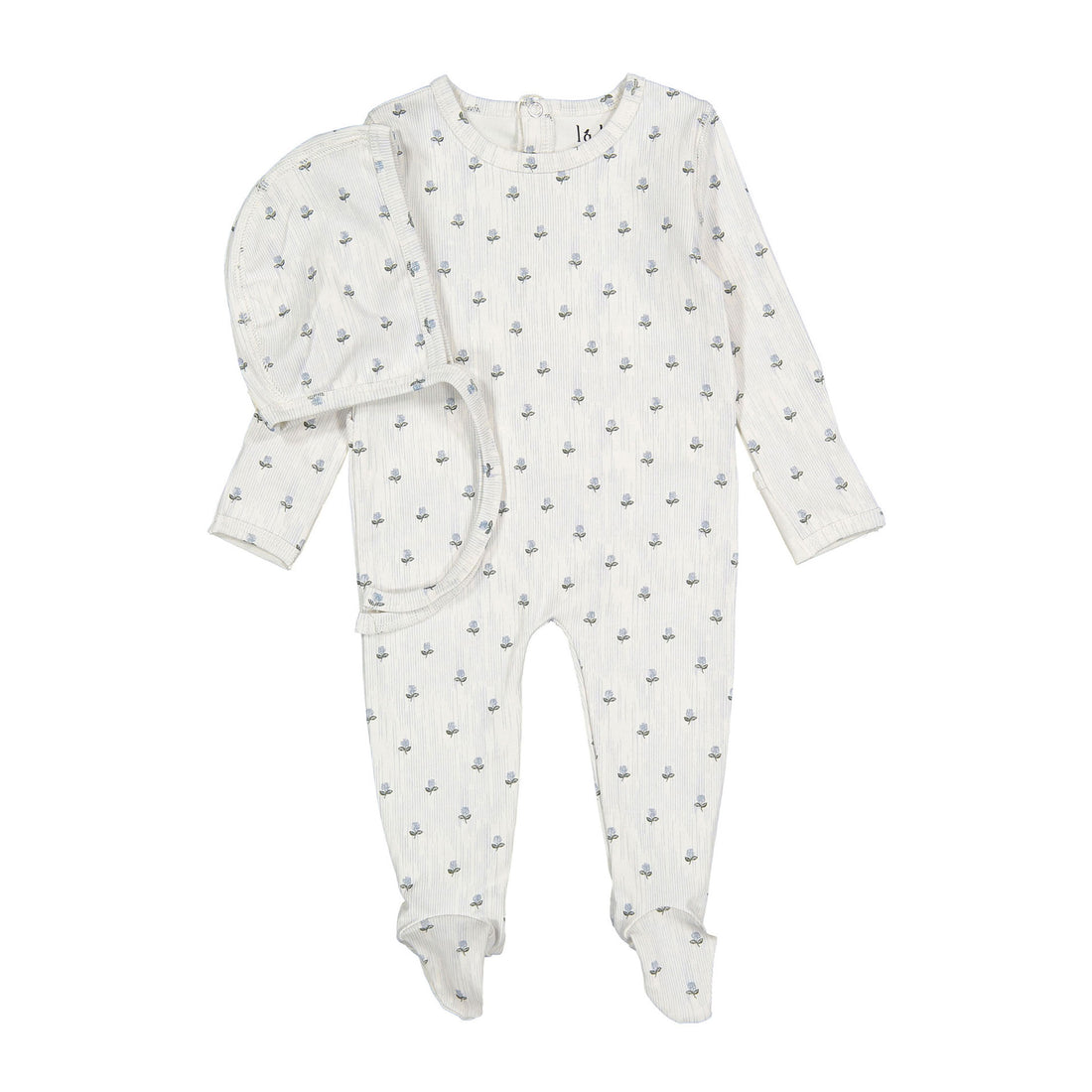 Ladida Layette Vintage Blue Romper + Bonnet