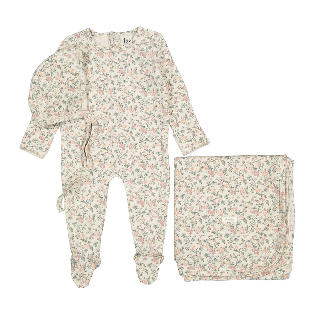 Ladida Layette Pink Garden Romper + Bonnet + Blanket