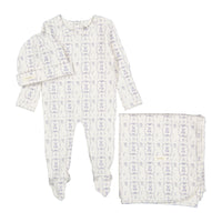 Ladida Layette Blue Teddy Romper + Hat + Blanket
