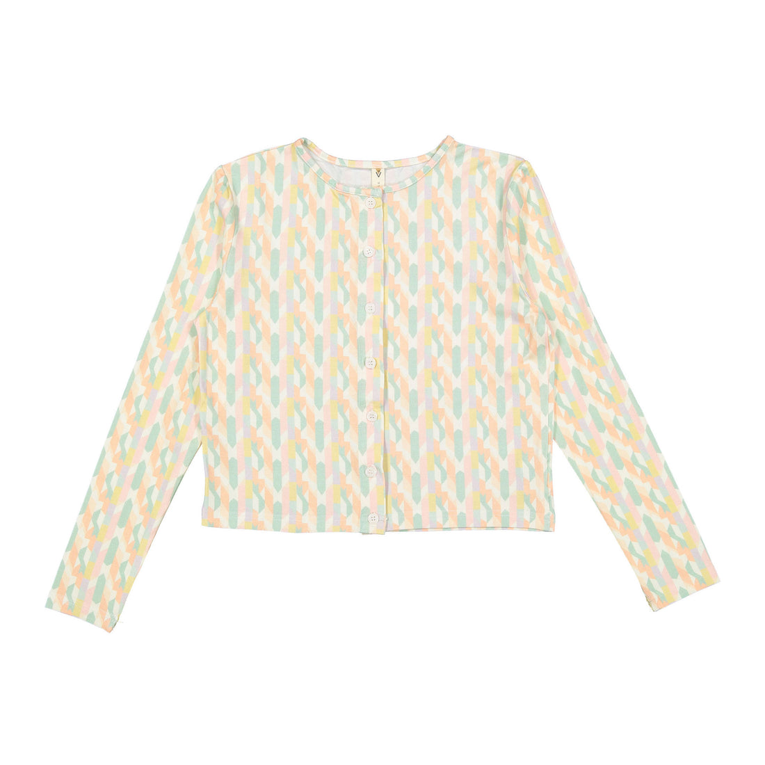 Ava and Lu Pastel Geo Printed Cardigan