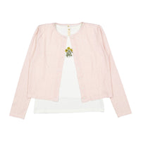 Ava and Lu Pink Tiny Bud Cardigan + Tank Set