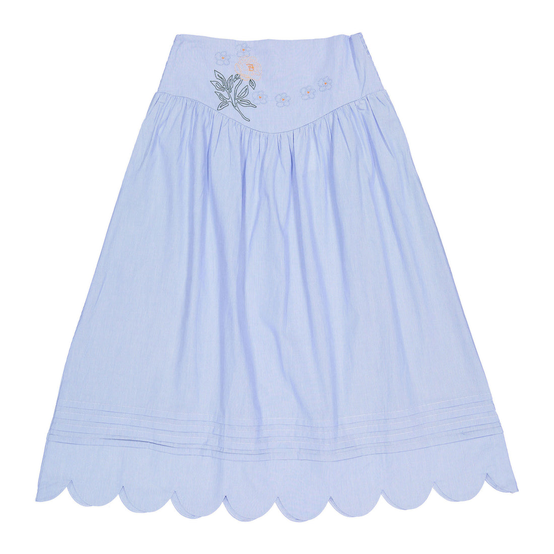 Clubhouse Blue Embroidered Scalloped Skirt