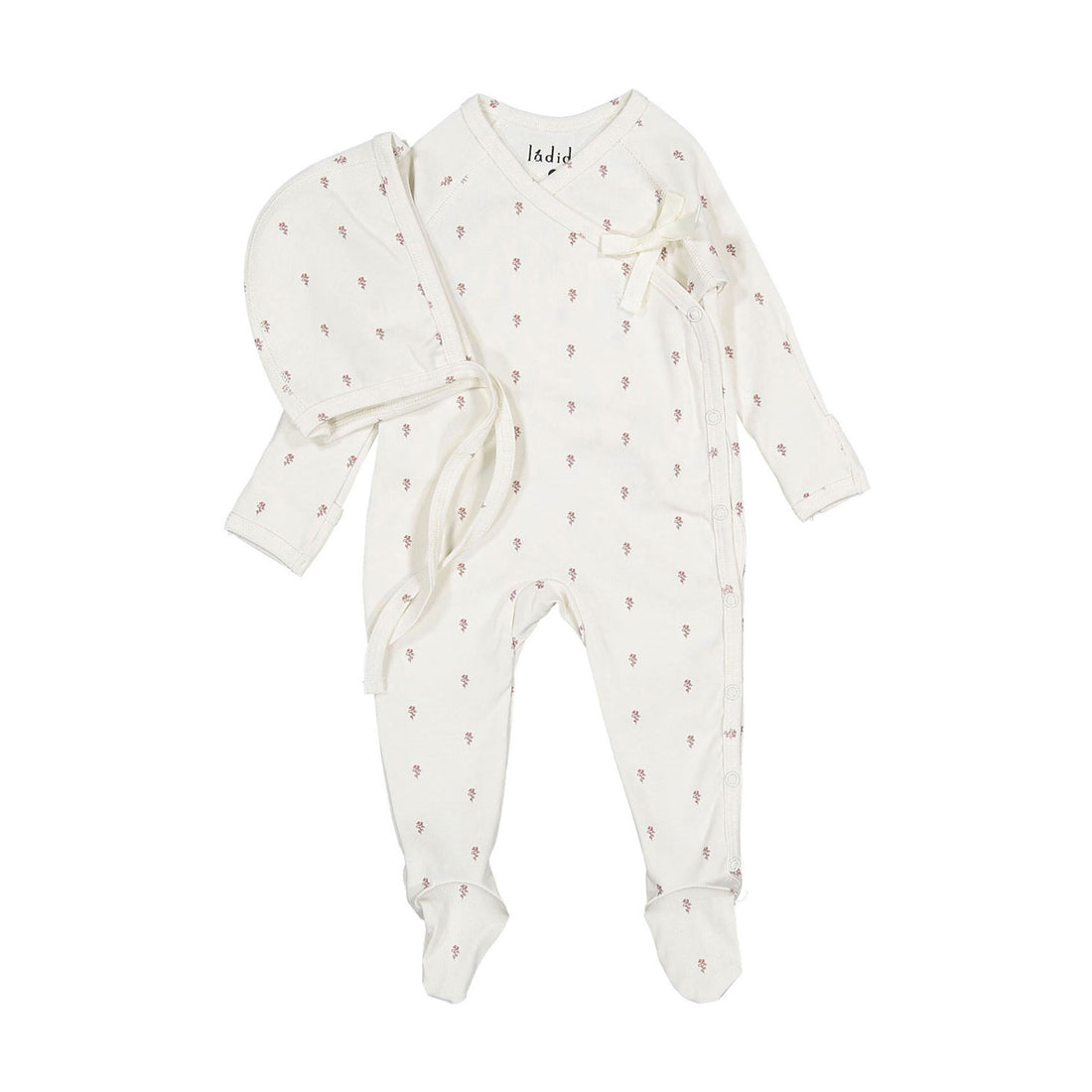 Ladida Layette Pink Tiny Rose Romper + Bonnet