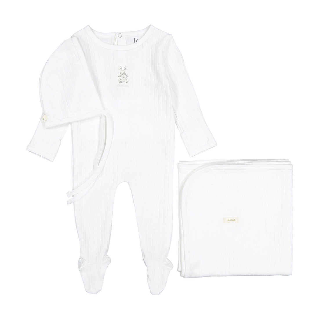Ladida Layette Sand Bunny Romper + Bonnet and Blanket