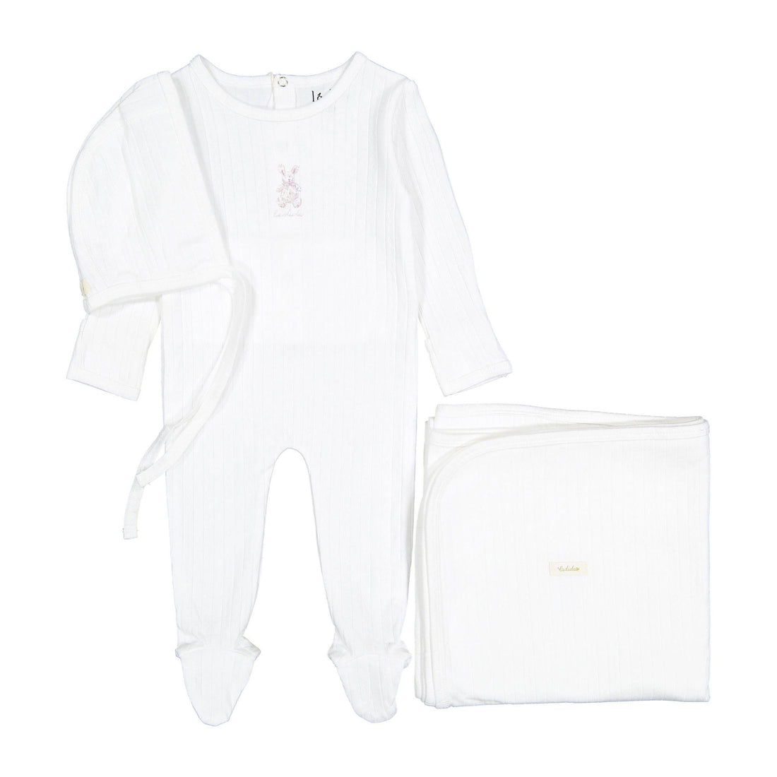 Ladida Layette Rose Bunny Romper + Bonnet + Blanket