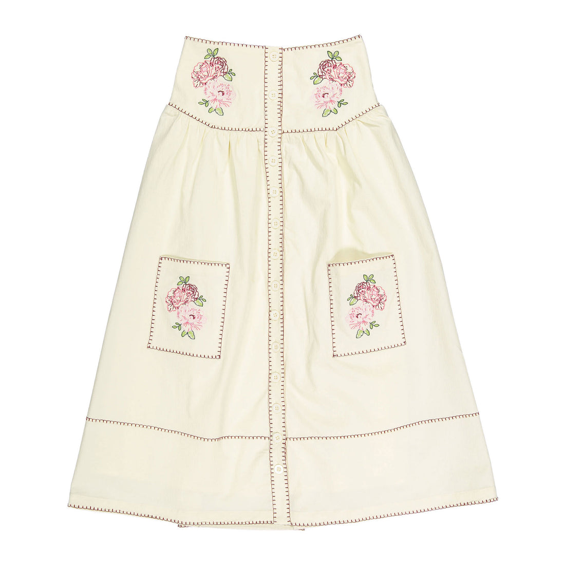 Clubhouse Cream Embroidered Maxi Skirt
