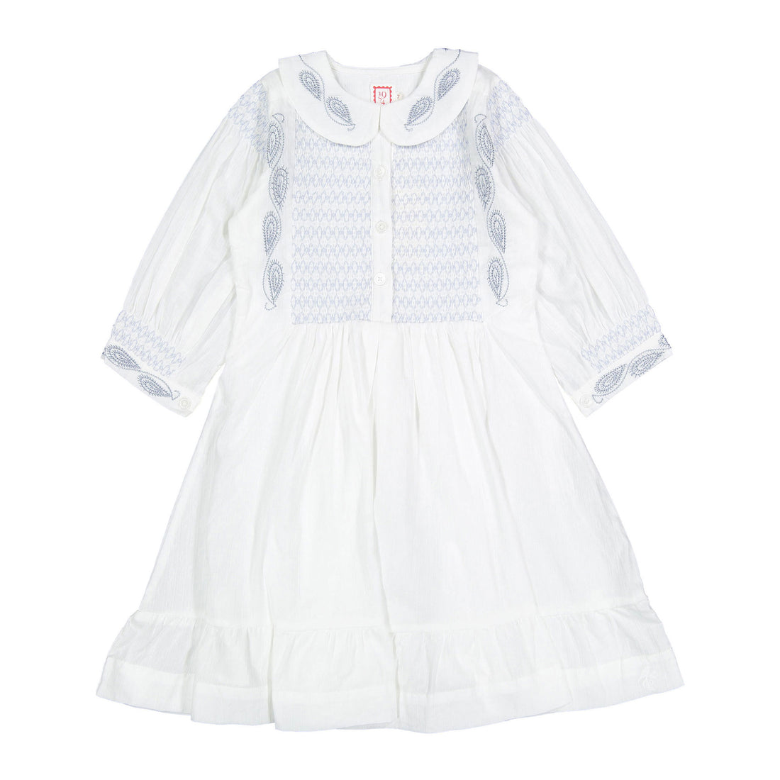 1984 White Embroidered Smock 3/4 Dress