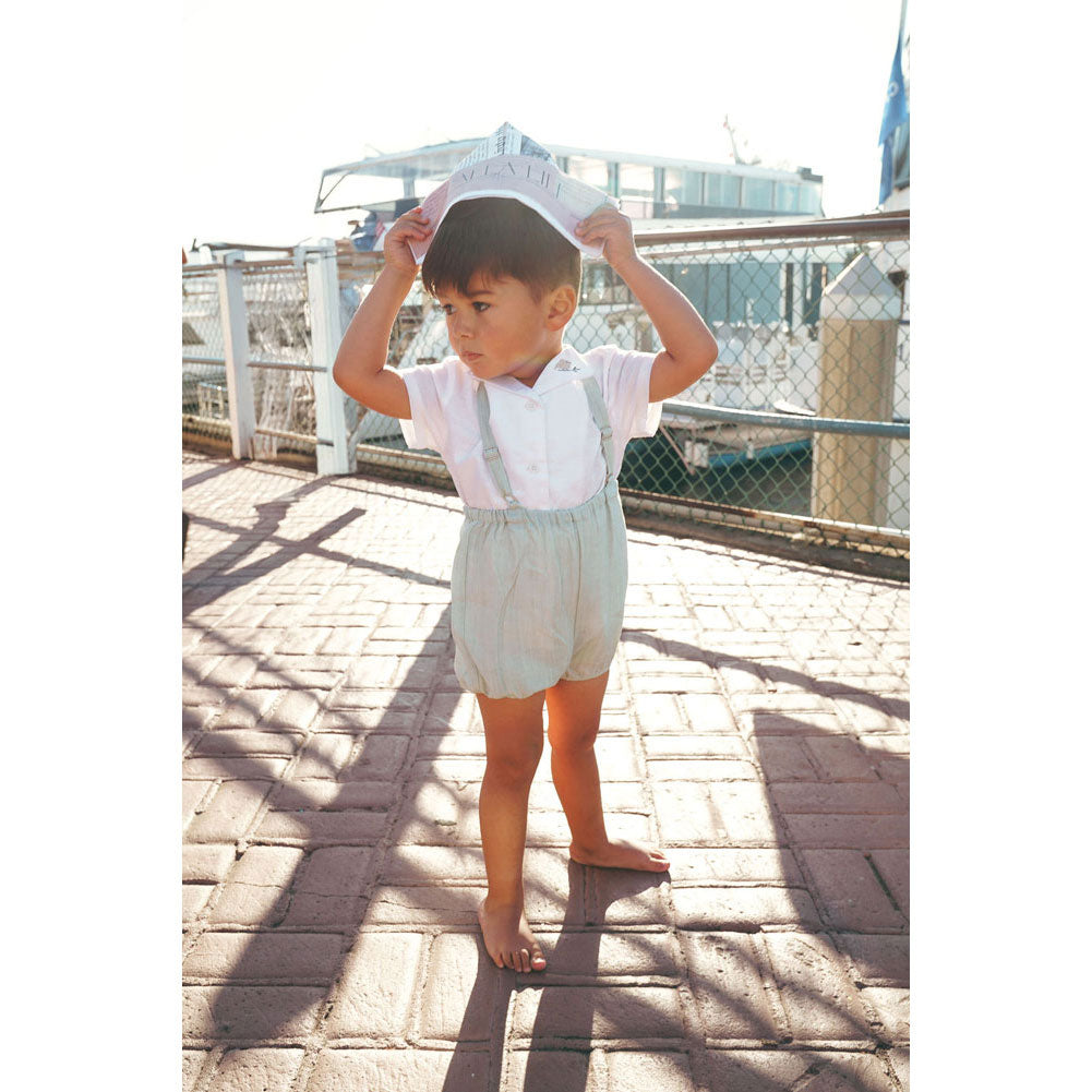 Calla Lili  Blue Sage Linen Romper