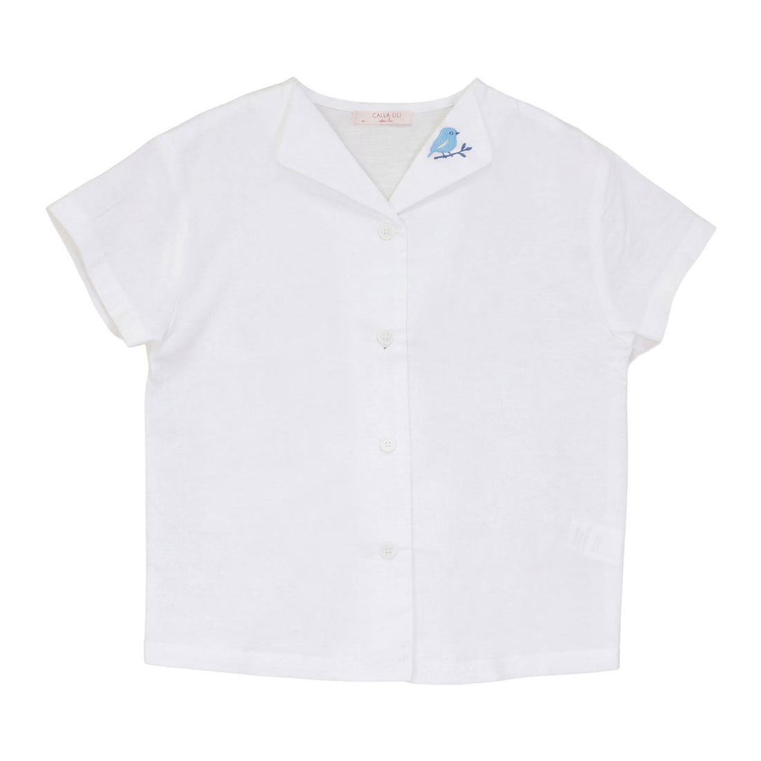 Calla Lili  White/Blue Linen Shirt