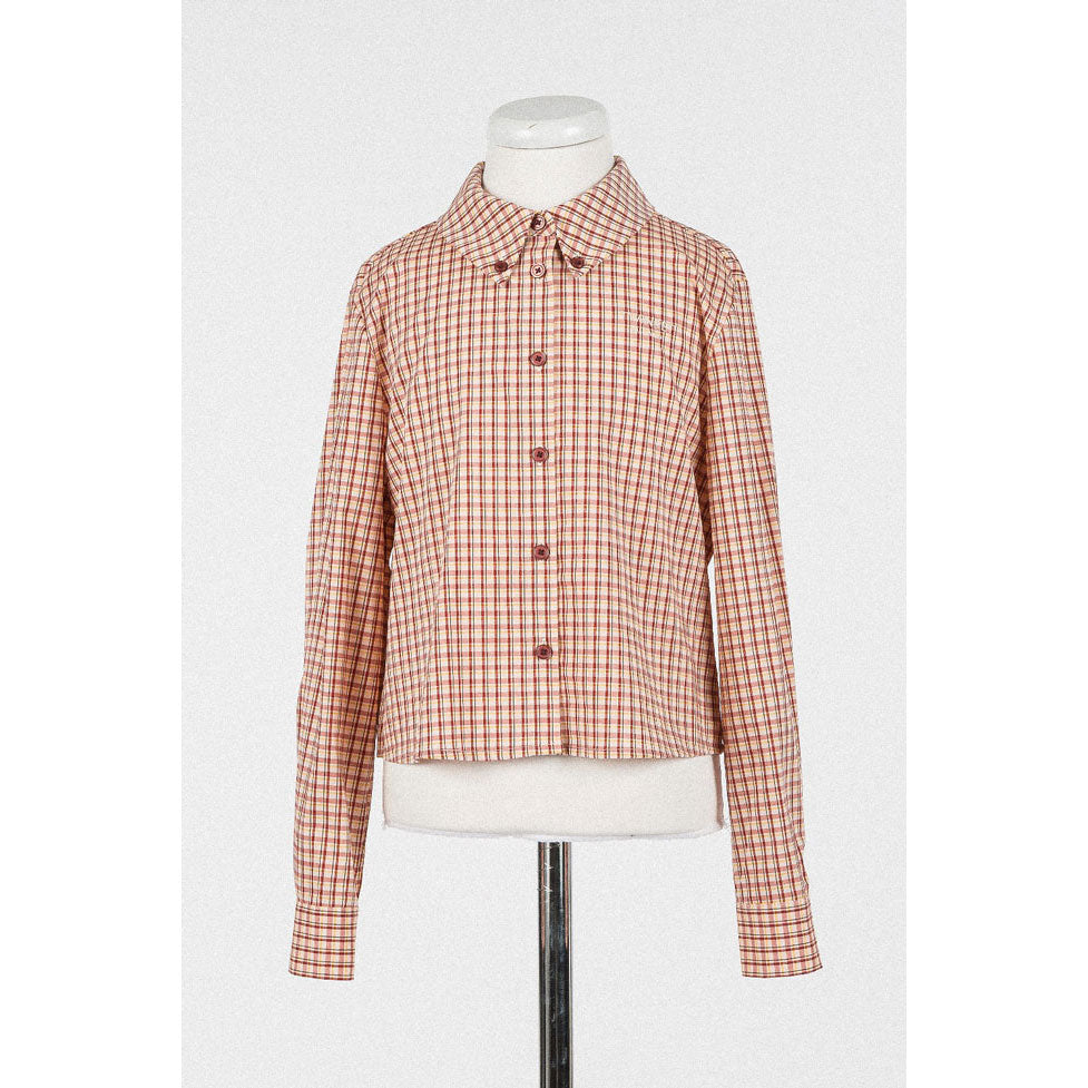 Twinset Check Snow/Red Ruby Embroidery Blouse
