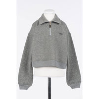 Twinset Dark Grey Melange Lurex Polo Sweatshirt