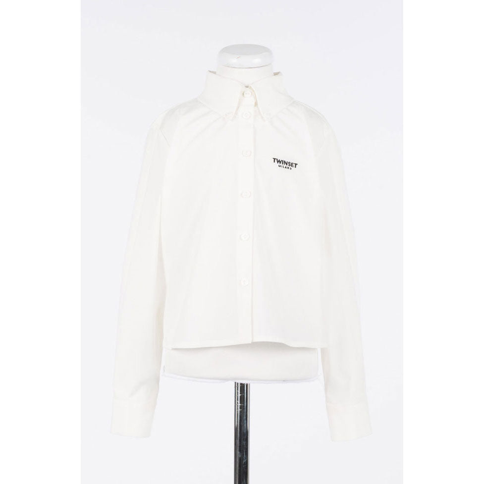 Twinset Off White Embroidered Logo Blouse