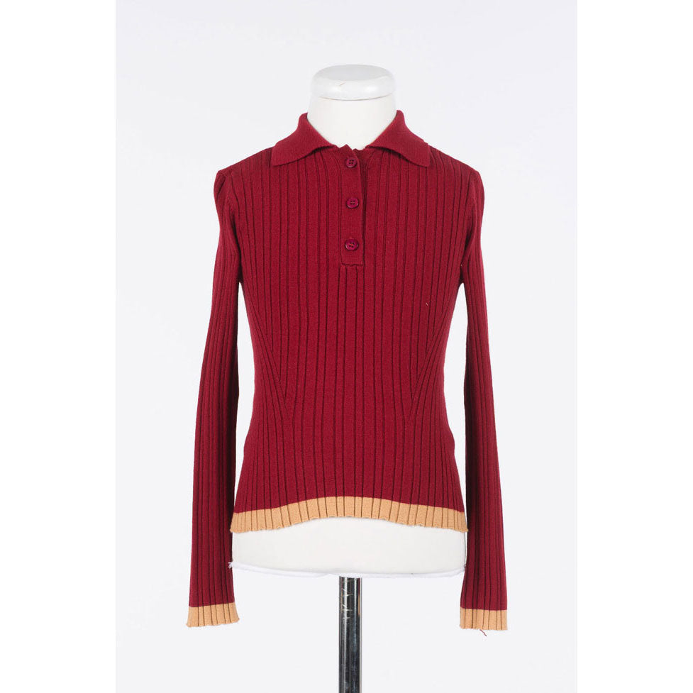 Twinset Red Ruby/Iced Coffee Knit Polo