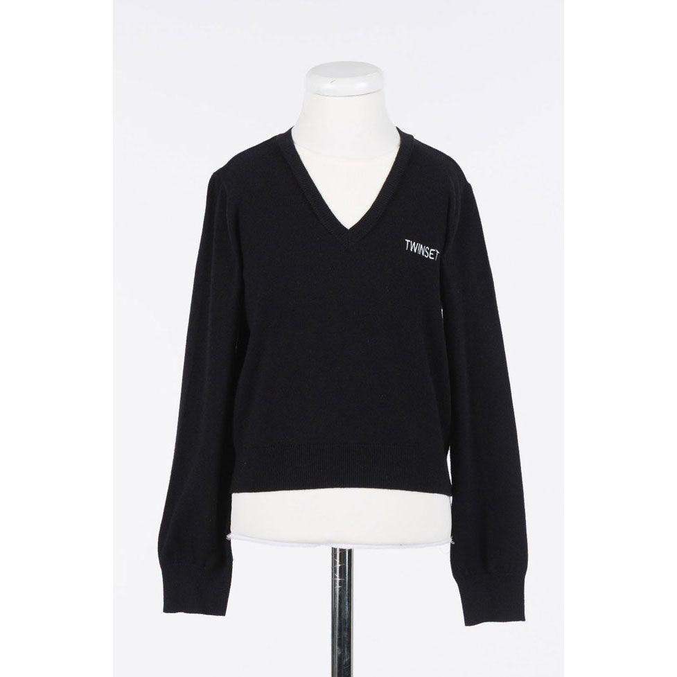 Twinset Black/SnowV Neck Pullover